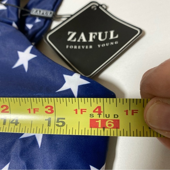 Zaful NAVY/WHITE Crop Tank Swim TOP ONLY Knotted Tie Front-SZ 8 - NWT - Picture 5 of 6